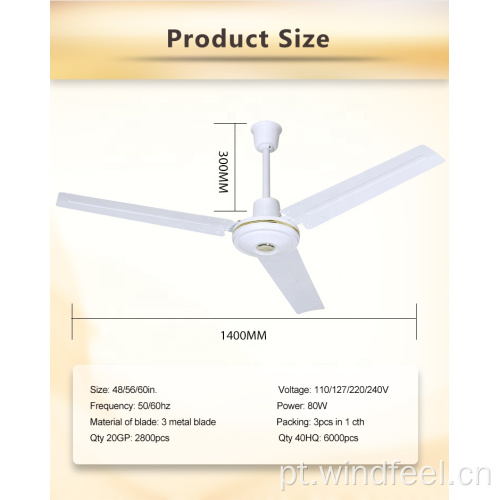 Ventilador de teto elétrico útil de 48/50/60 polegadas
